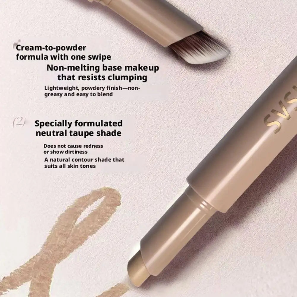 3D Contouring Pen Matte Bronzer Stick Nose Shadow Contour Pen With Brush  Long Lasting Waterproof Cream-Textured Nose Shadow Pen