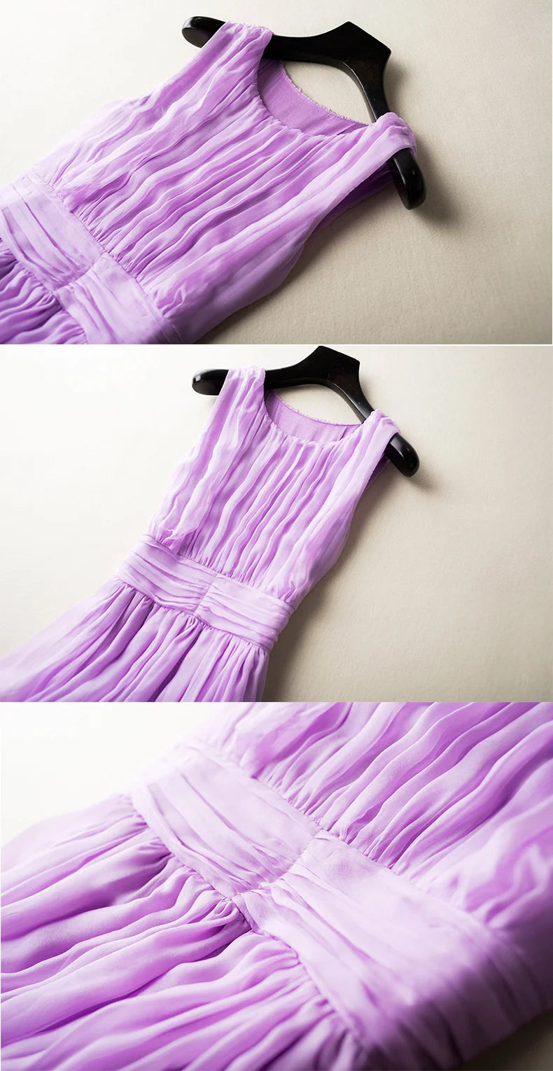 100% Mulberry Silk Dress Slim Silk Dress 2024 Summer Women's Clothing Super Fairy Beach Dresses Long Elegant Dresses For Women
