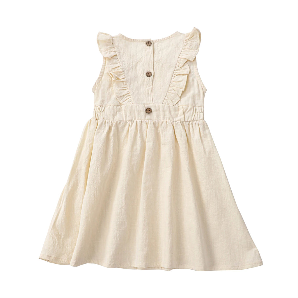 Children's Flying Sleeve Cotton Dress Girls' Skirt Summer Clothing Solid Color Short Ins