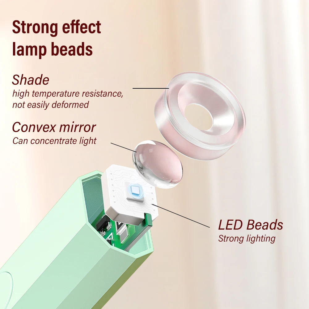 YIKOOLIN Portable Rechargeable UV LED Nail Dryer Mini Gel Polish Curing Lamp 2 Timing Modes USB Charging Manicure Tool Home Use