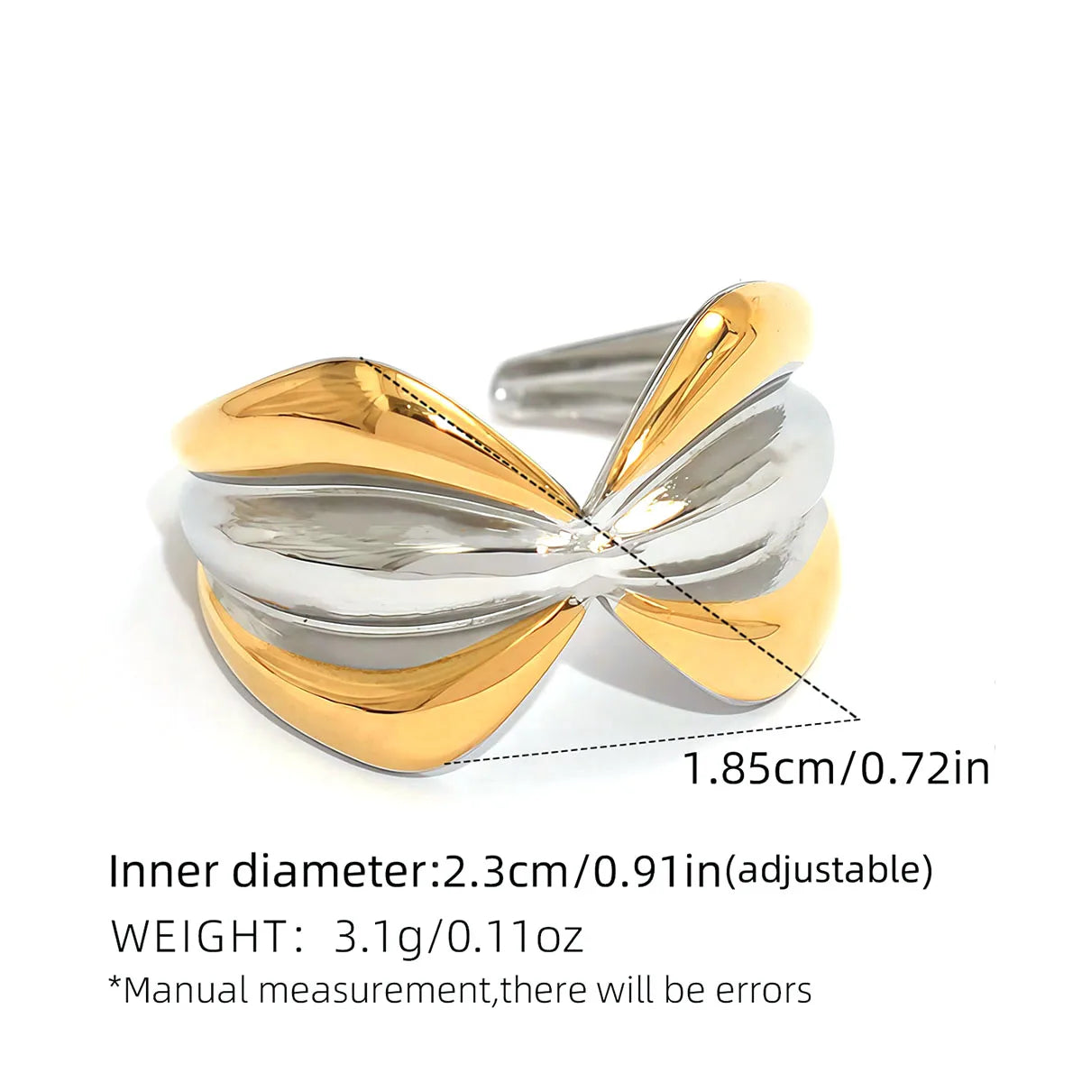 Stainless Steel Open Rings For Women'S 18K Gold Plated Fashion Couple Handmade Irregular Lines Ring Jewelry For Women'S