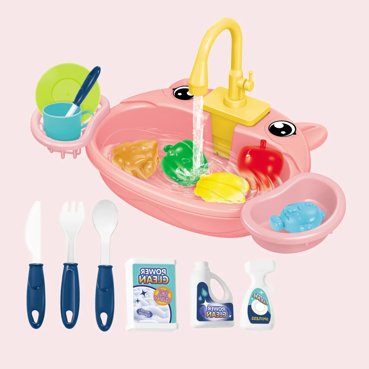 Juguetes de lavavajillas para fregadero de cocina, juguete de fregadero de cocina para niños pequeños, sistema de ciclo de agua automático eléctrico, regalos de juguete para niños