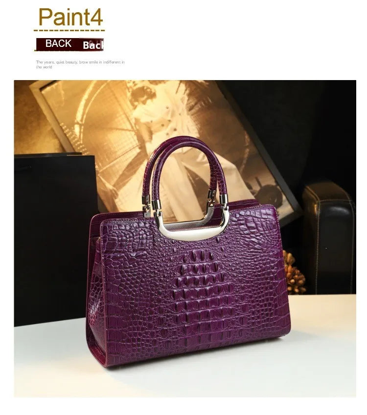 2026 New Ladies Large Tote Business Bag Luxury Leather Crocodile Pattern High Capacity Handbag Single Shoulder Bag for Women