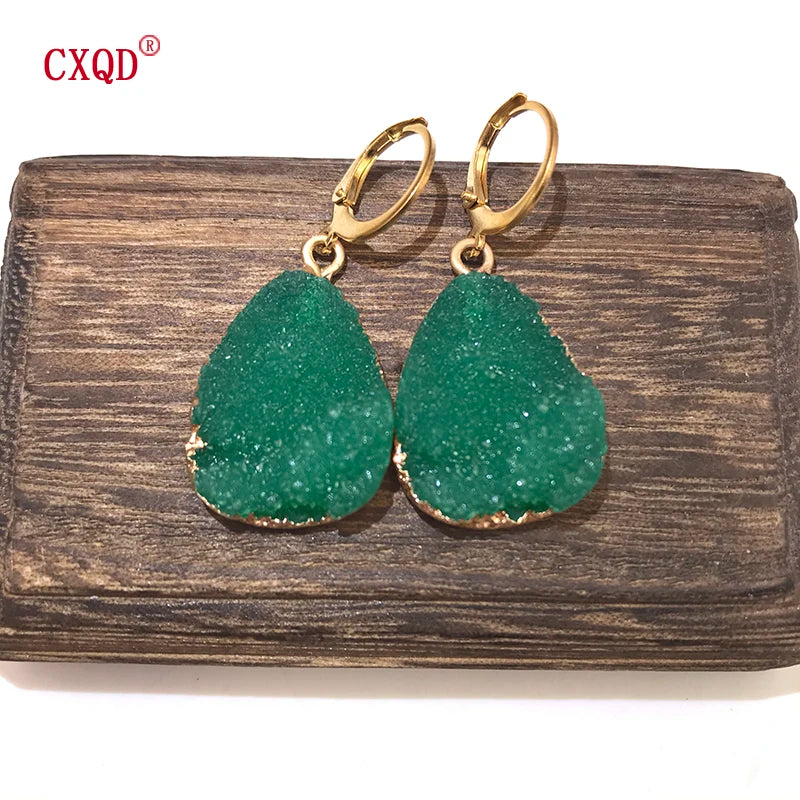 Fashion Cute Lady Water Drop Stainless Steel Resin Pendant Earring Necklace Combination Sweet Multicolor Girl Jewelry Party Gift