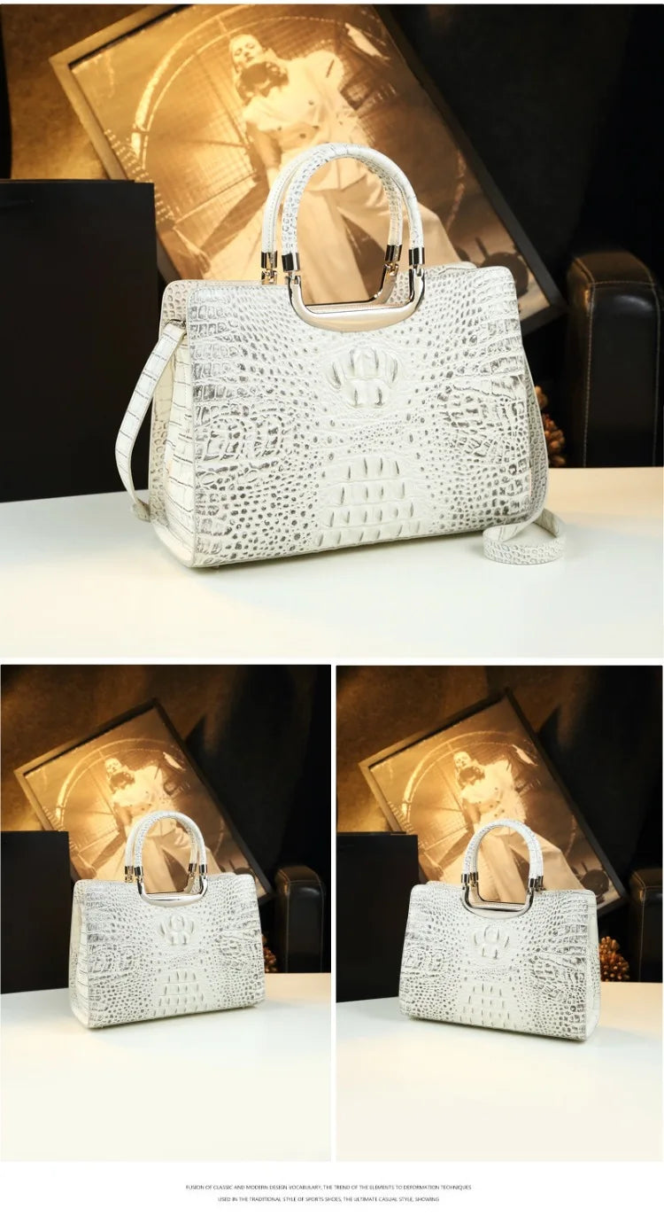 2026 New Ladies Large Tote Business Bag Luxury Leather Crocodile Pattern High Capacity Handbag Single Shoulder Bag for Women