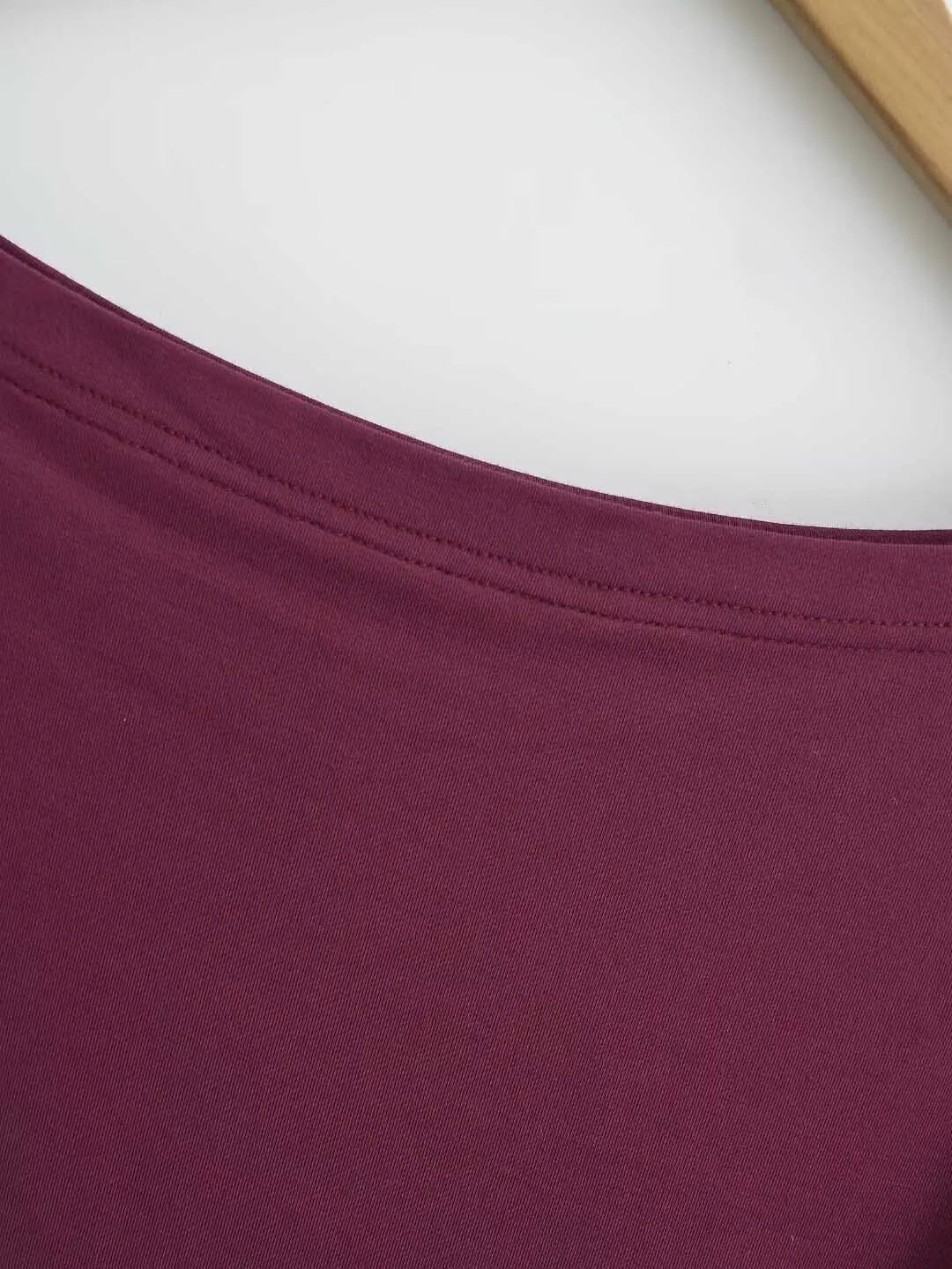 Korean style Women Summer Sexy Bat Sleeve Slash Neck Off Shoulder T-shirt Cinching Waist Solid Slim Top