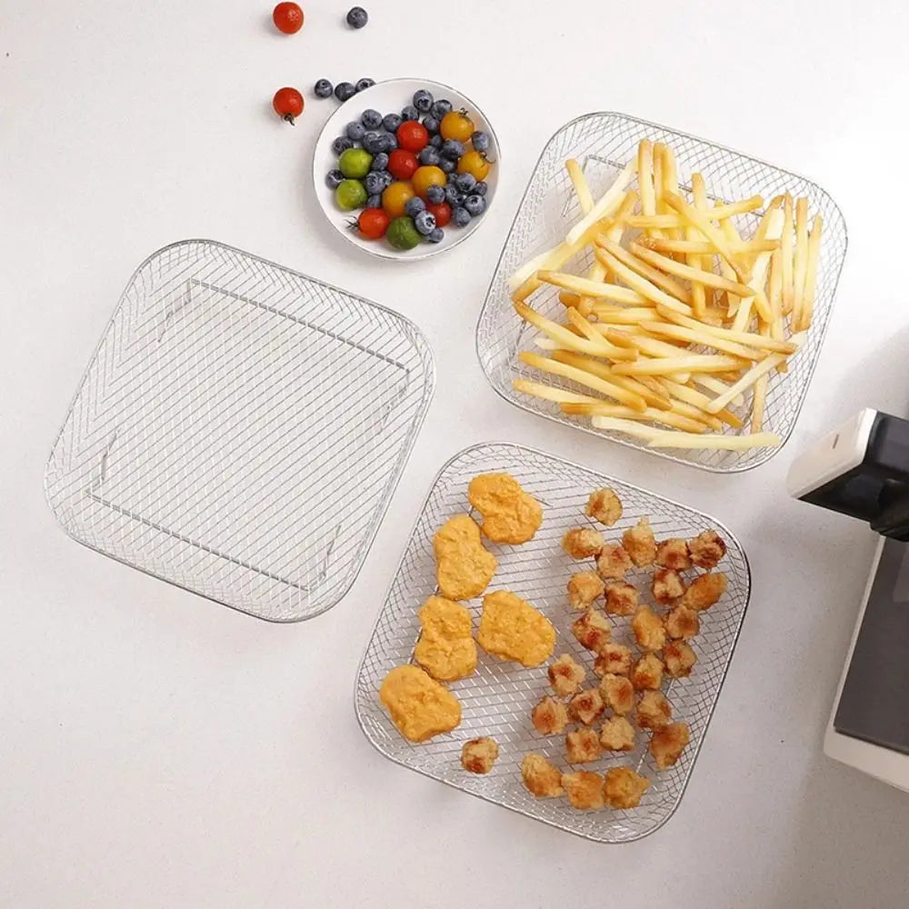 Cesta para asar de acero inoxidable antiadherente Bandeja para freidora de aire Rejilla de alambre Rejilla para freidora de aire Cesta apilable para asar Accesorios de cocina