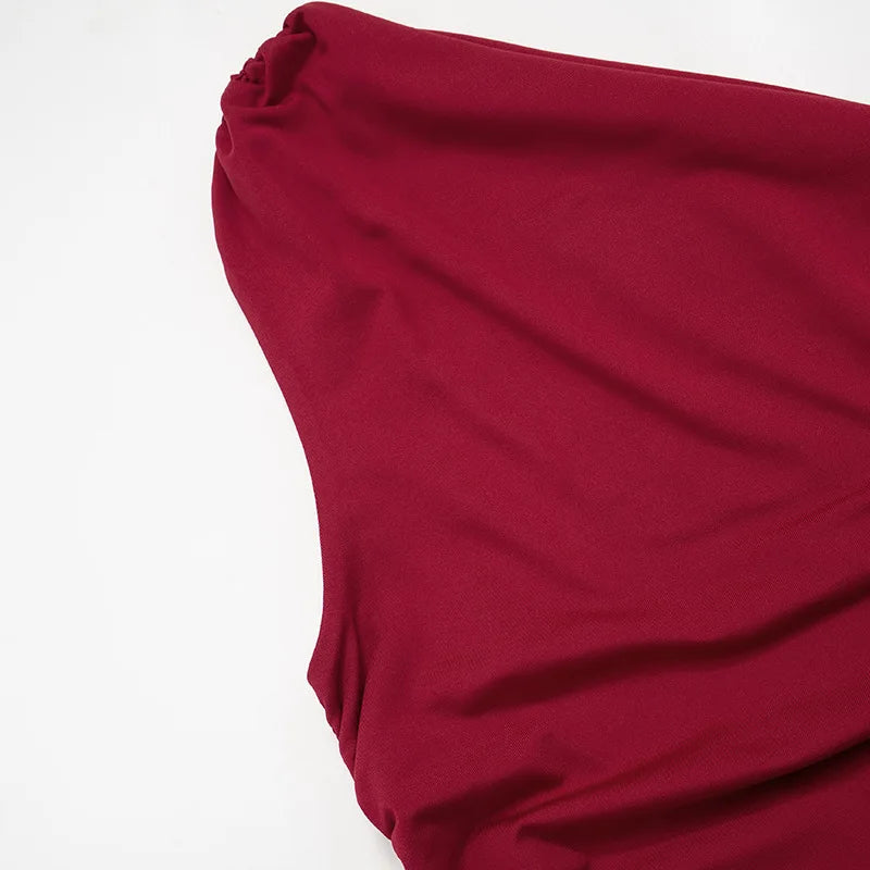 Solid Color One Shoulder Backless Shrink Tank Top T-Shirt Candy Color Tight Sexy Sleeveless Neckless Slim Casaul Top