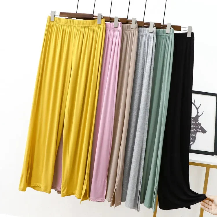 Women's Modal Wide-Leg Pants - Floor-Length Casual Loose Trousers