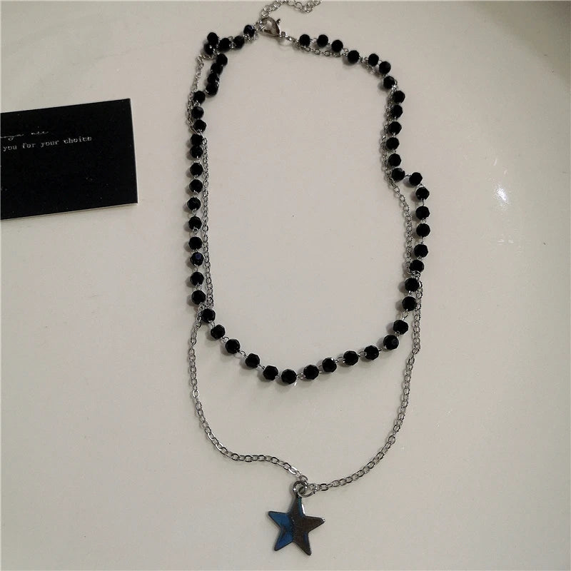 Punk Rock Y2K Black Star Cross Red Heart Pendant Ghost Claw Choker Chain Necklace Men Women'S Goth Vintage Grunge Emo Accessories