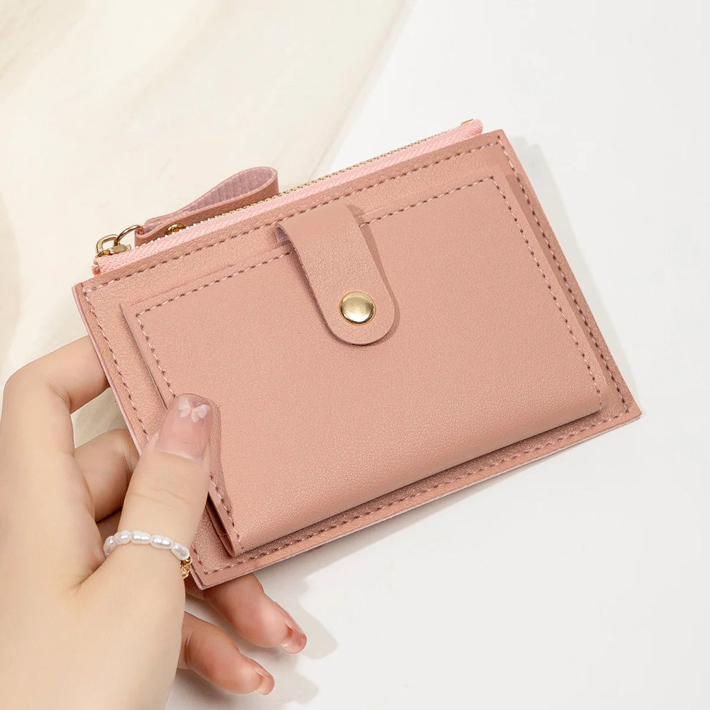 Minimalist and Fashionable Women's Short Card Bag Ultra-Thin Mini PU Leather Zero Wallet Women's Credit Card Holder Wallet