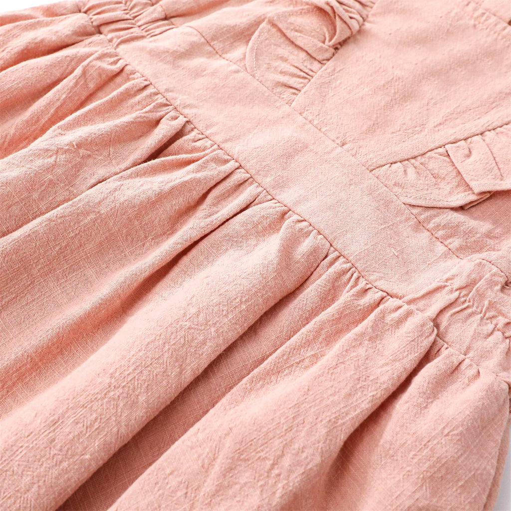 Children's Flying Sleeve Cotton Dress Girls' Skirt Summer Clothing Solid Color Short Ins