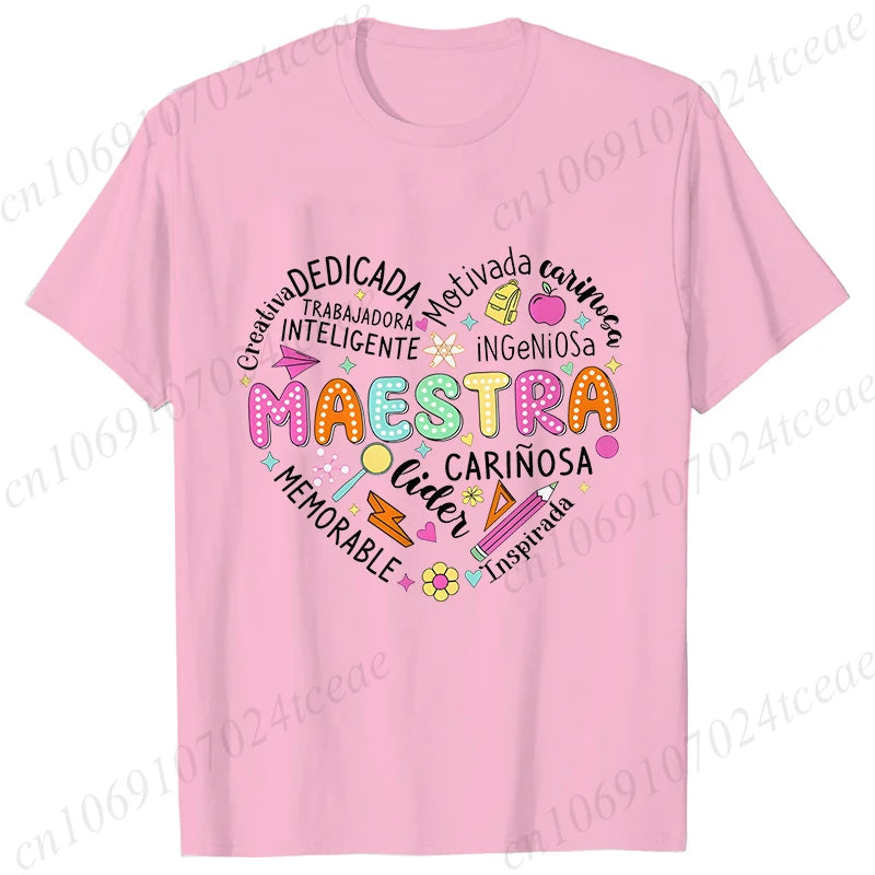 Spanish Maestra Women's T-Shirt Casual Short Sleeve Graphic Tee
