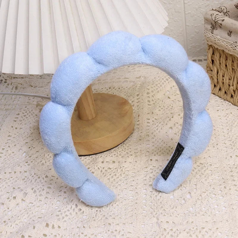 Fashion Microfiber Washing Wristbands Scrunchies Puffy Headband Spa Bubble Headband For Washing Face Makeup Shower Skincare