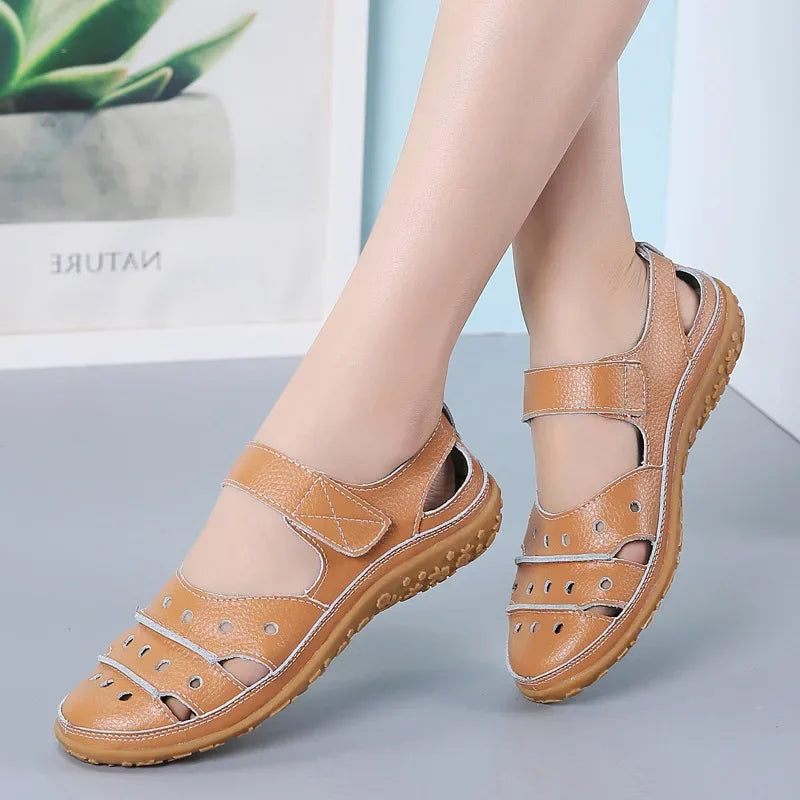 Women Sandals New Spring Summer Flat Hollow Out Ladies Shoes Buckle Solid Color Women's Sandals Beach Shoes Tailor-made Suits