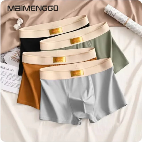 Paquete de 4 bóxeres de algodón para hombre, cómodos y transpirables, ropa interior deportiva talla L XL