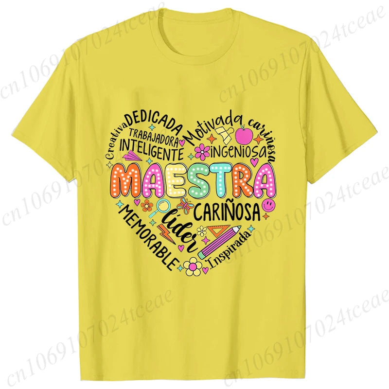 Spanish Maestra Women's T-Shirt Casual Short Sleeve Graphic Tee