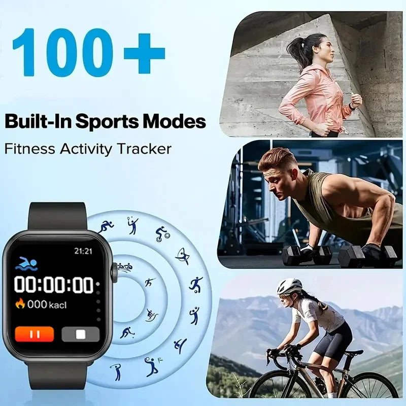 Nuevo Smartwatch 2025 para hombres, teléfono Android iOS, pantalla de 1.73", llamadas Bluetooth, monitoreo de oxígeno en sangre y presión, Smart Watch para mujeres