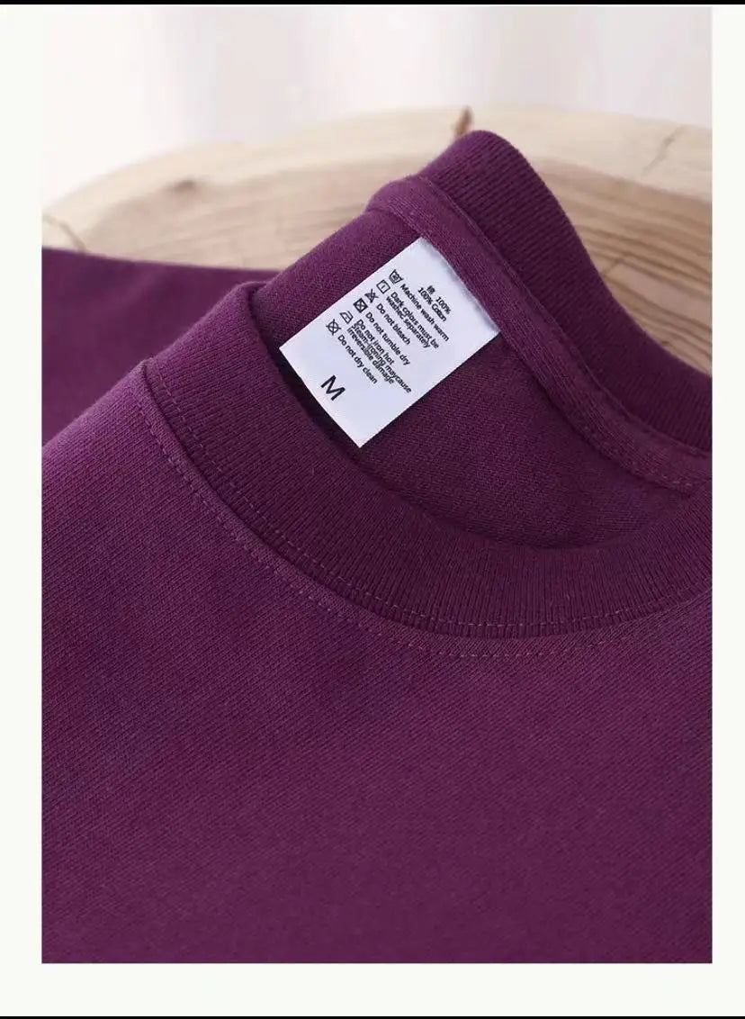 Summer Men's and Women's Purple Short Sleeve T-Shirt, 100% Cotton Round Neck Loose Unisex Tee, Breathable and Comfortable