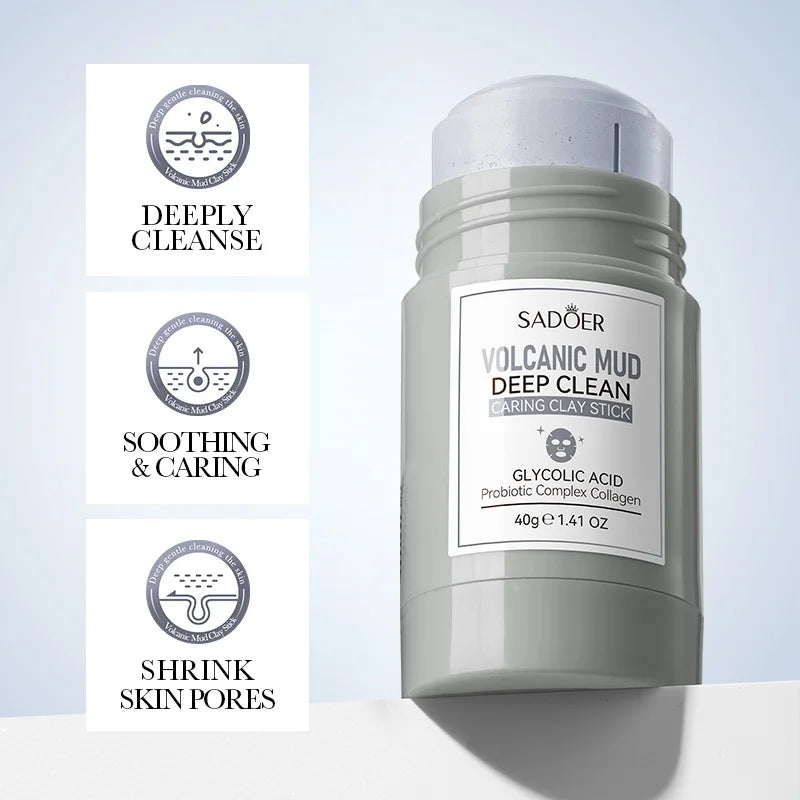Sadoer Volcanic Mud Face Masks Stick Clay Mask Shrink Pores Deep Blackhead Remover Facial Cleansing Moisturizing