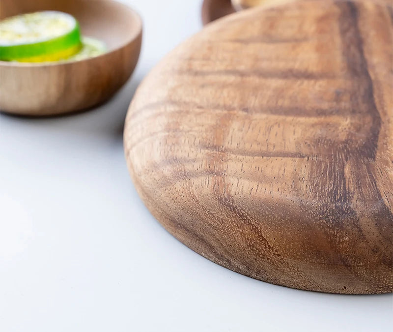 Wooden Dinner Plates Household Round Coffee Tray solid wood Tea saucer ins Japanese style dim sum For Food Snack Dishs