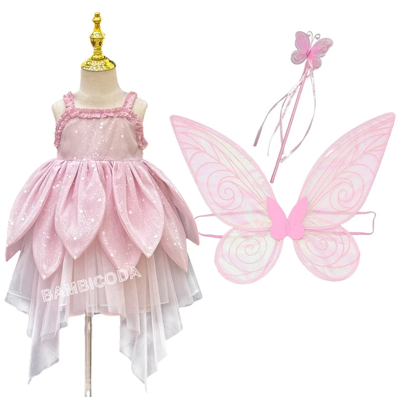 Girls Fairy Princess Dress Set | Petal Skirt & Headgear Costume