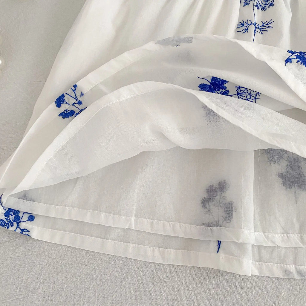 Summer New Style 2-6Y Girl Dress Korean Embroidered Short Sleeve Baby Clothes Children's Dress Girls Retro Sister Dress