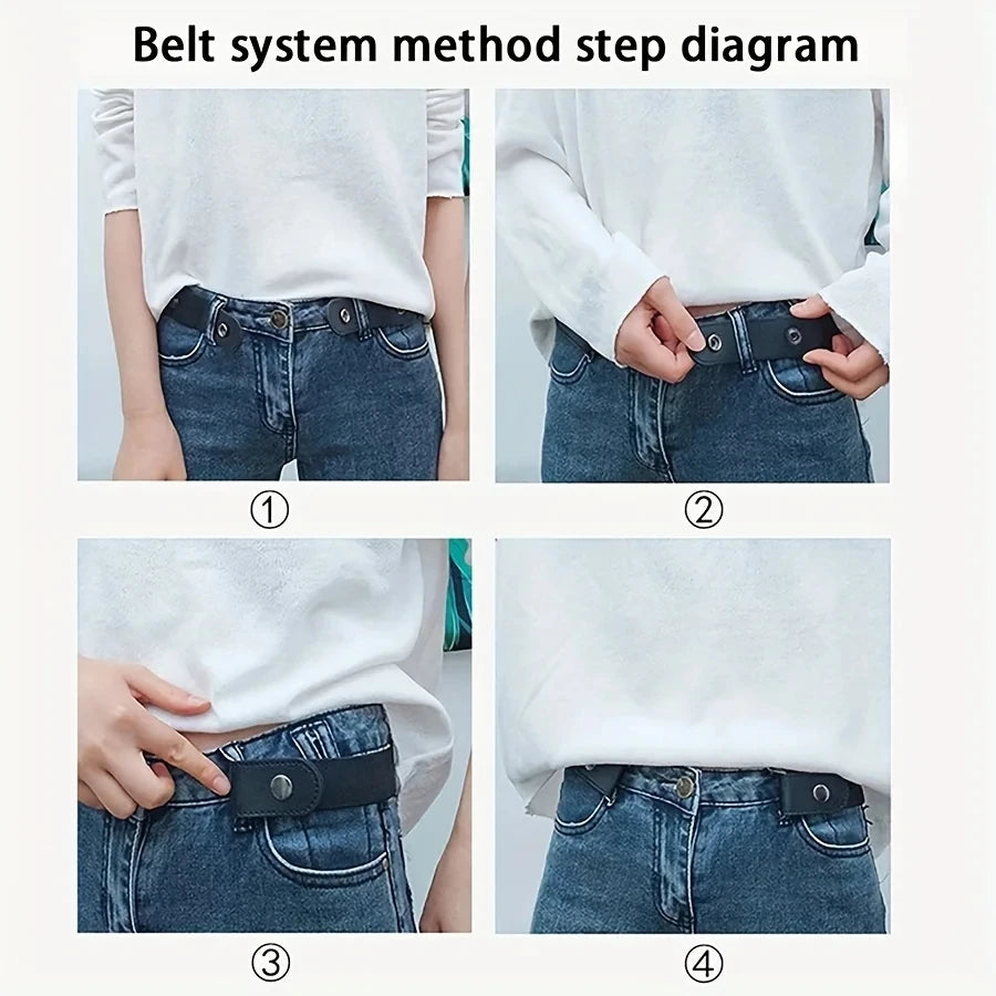 1Pc No Buckle Elastic Waist Belt, Stretch Adjustable Belt For Jeans Dresses, Invisible Comfort Belt For Women'S Men, Belts