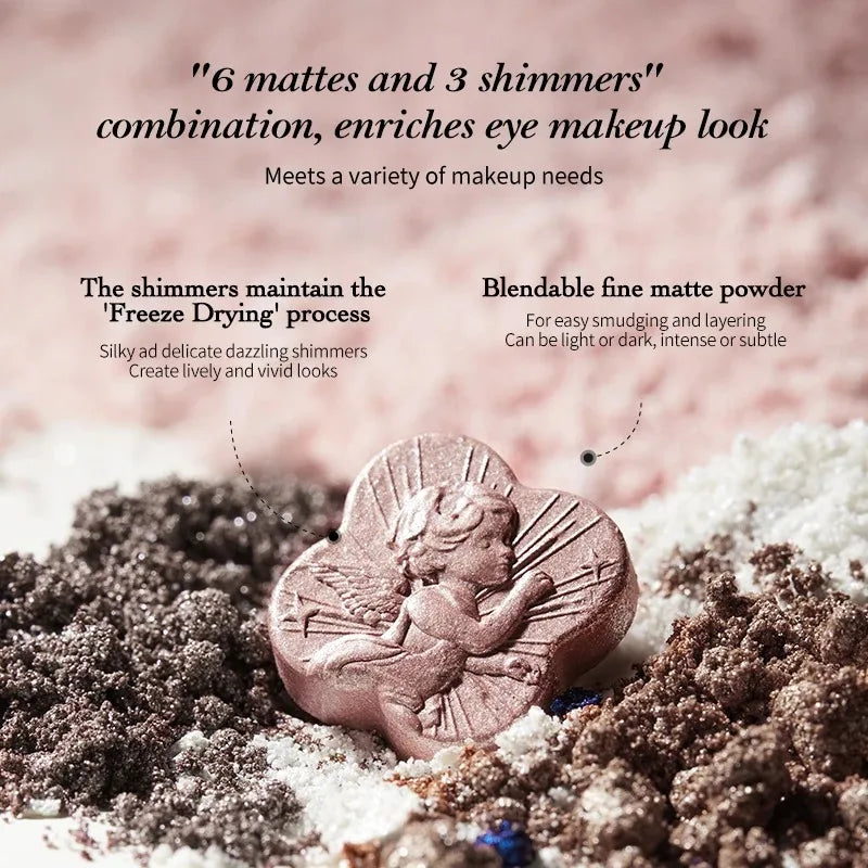 Flower Knows Little Angel Eye Shadow Palette Glitter Shimmer Palette for Eye Long Lasting 9 Color Eyeshadow Full Professional