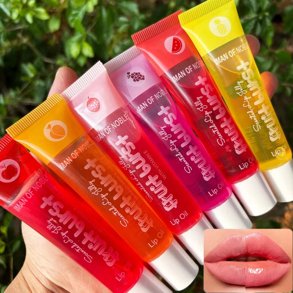 6Pcs Fruit Flavor Lip Oil Set - Moisturizing Plumping Lip Gloss