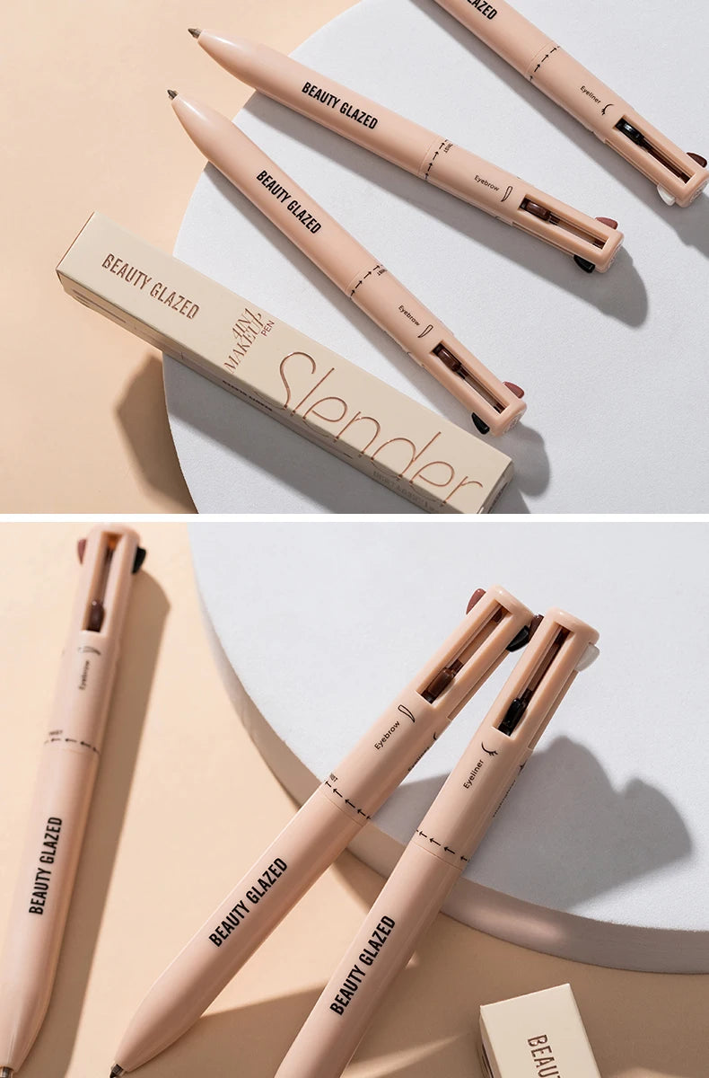 Beauty GlazedMulti-Function Beauty Glazed 4-in-1 Makeup Pen Waterproof Cosmetic Pencil for Eyeliner Brow Lip Highlighter