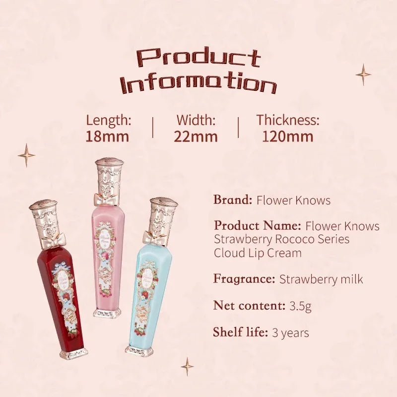 Flower Knows Strawberry Rococo Series Makeup Set Glitter Matte Eyeshadow Palette Blusher Power Velvet Lipstick Kit Perfume Set