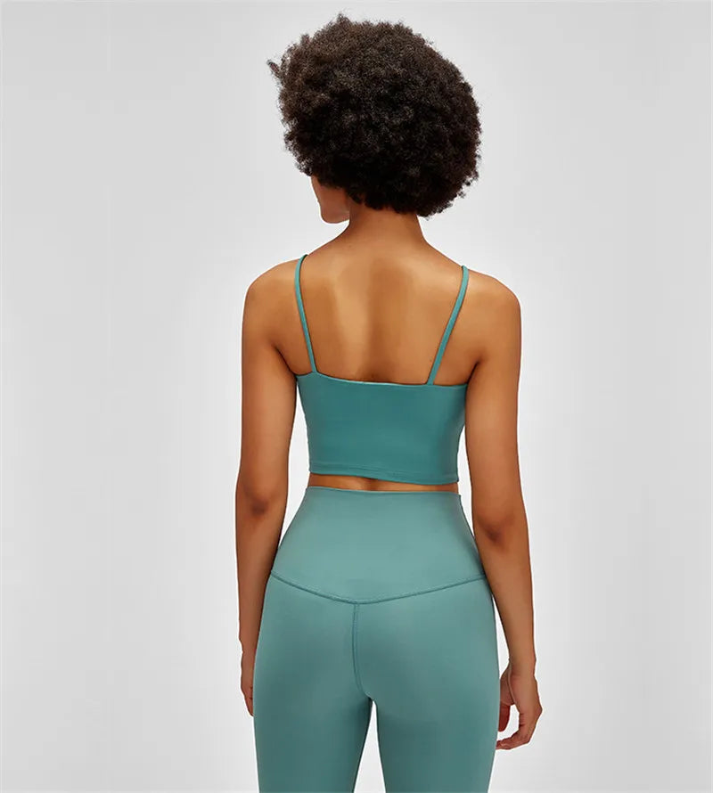 Solid Color Women Sports Bra Comprehensive Training Shockproof Halter Soft Sports Fitness Top Gym Yoga Chest Pad Comprehensive
