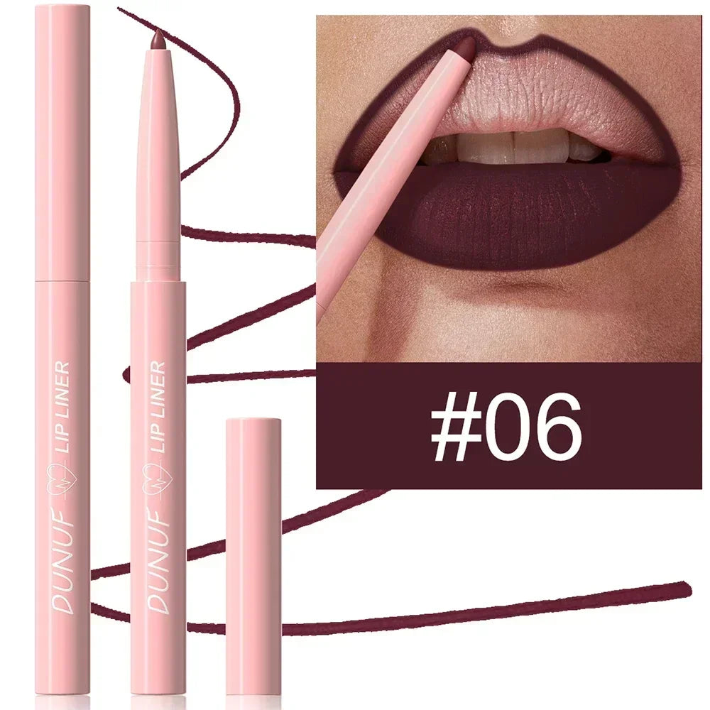 Dunuf 12 Color Velvet Matte Lip Liner Pencil Waterproof for Precise Lip Contour Nude Pink Set for Makeup Lovers