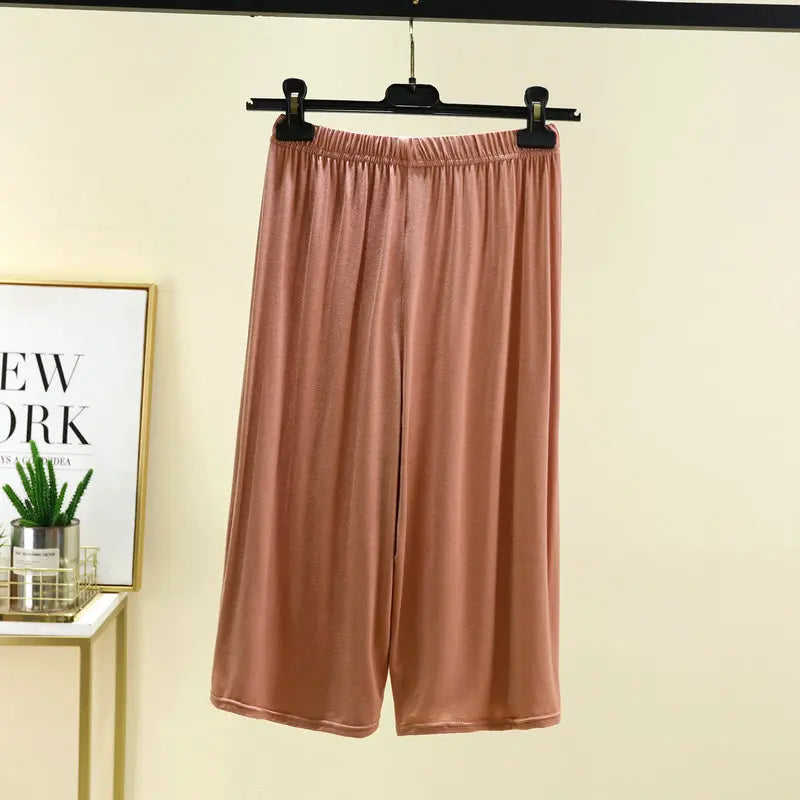 Women's Modal Wide Leg Lounge Shorts - High Waist Loose Fit Casual