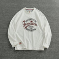 Autumn New American Retro Long-Sleeved O-Neck Letter Printed T-Shirt Men'S Fashion 100% Cotton Washed Casual Sport Tops