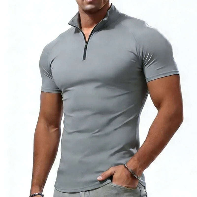 Mens Compression T Shirt Zipper Neck Slim Fit For Gym Performance Athletic Tee For Athletes