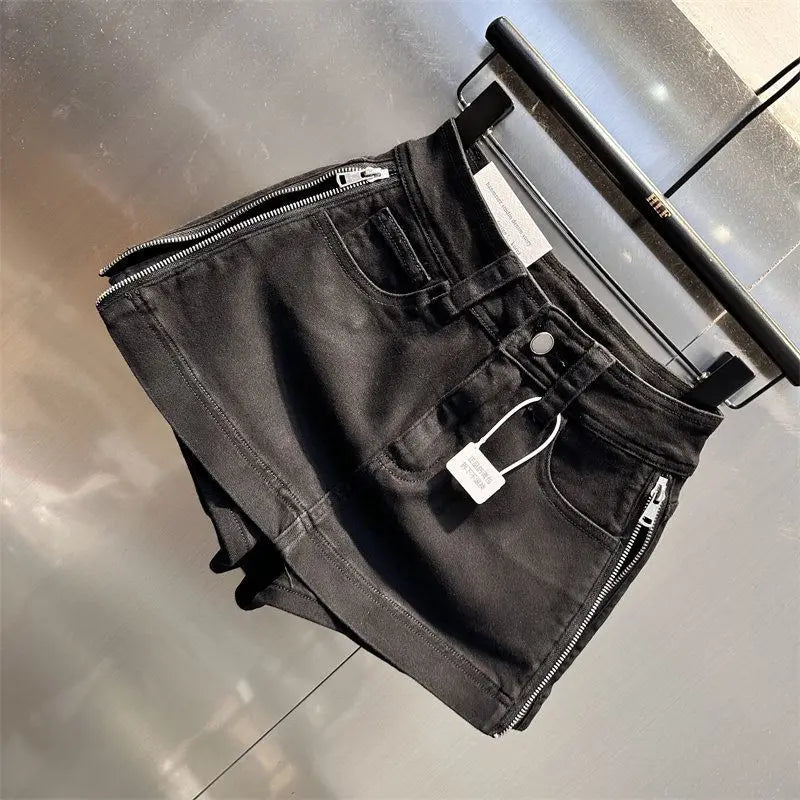 Y2k Denim Skirt Women American Retro Solid Zipper Spring Summer Mini Skirt Fashion High Waist Hot Sexy Slim Faldas Mujer