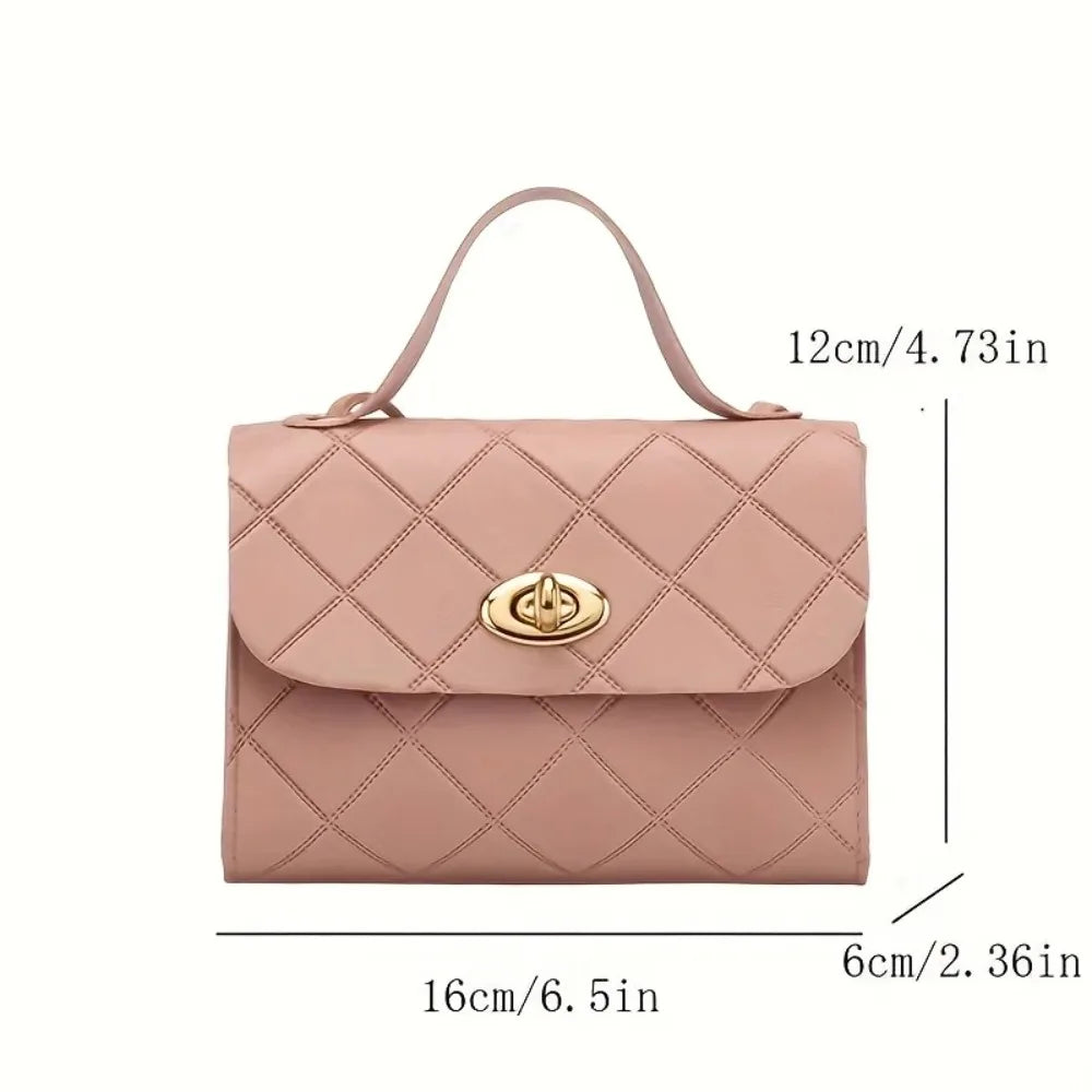 Korean Style Diamond Quilted Square Bag for Women Trendy Top Handle Crossbody Bag  Chain Underarm Purse Fashion Shoulder Bag