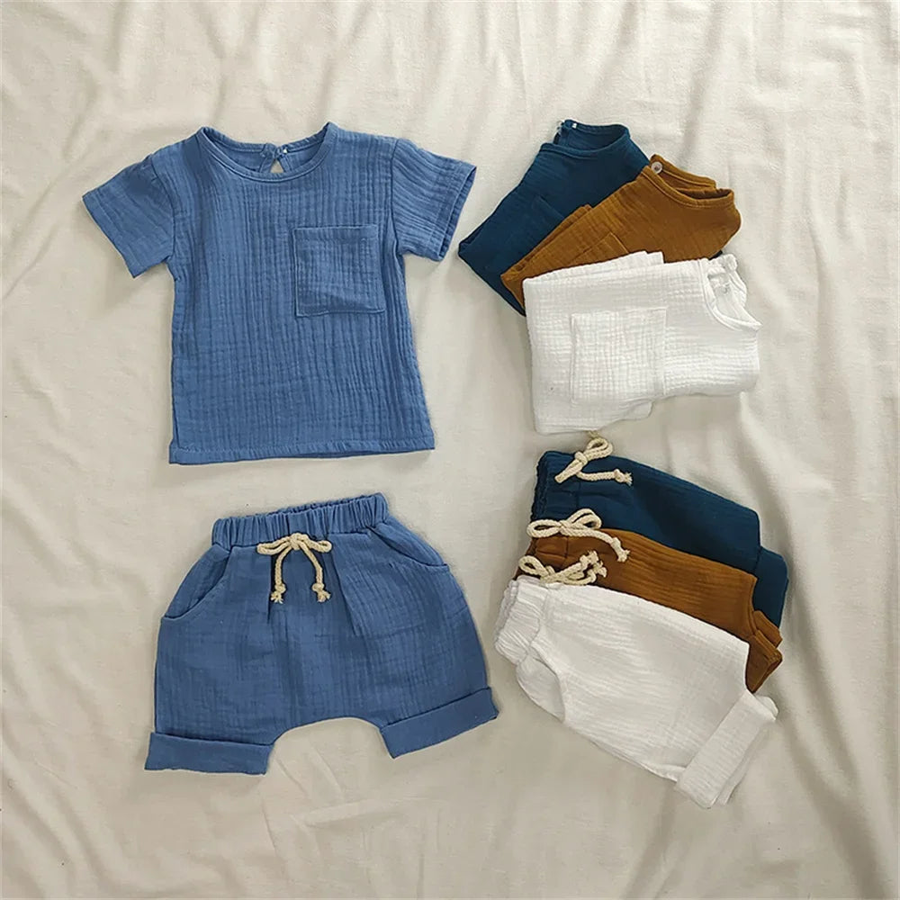 2 Pieces Babies Outfit Set Cotton Newborn Baby Girl Clothes Boys Toddler Romper T-Shirts And Shorts Infant Design Soft Clothes