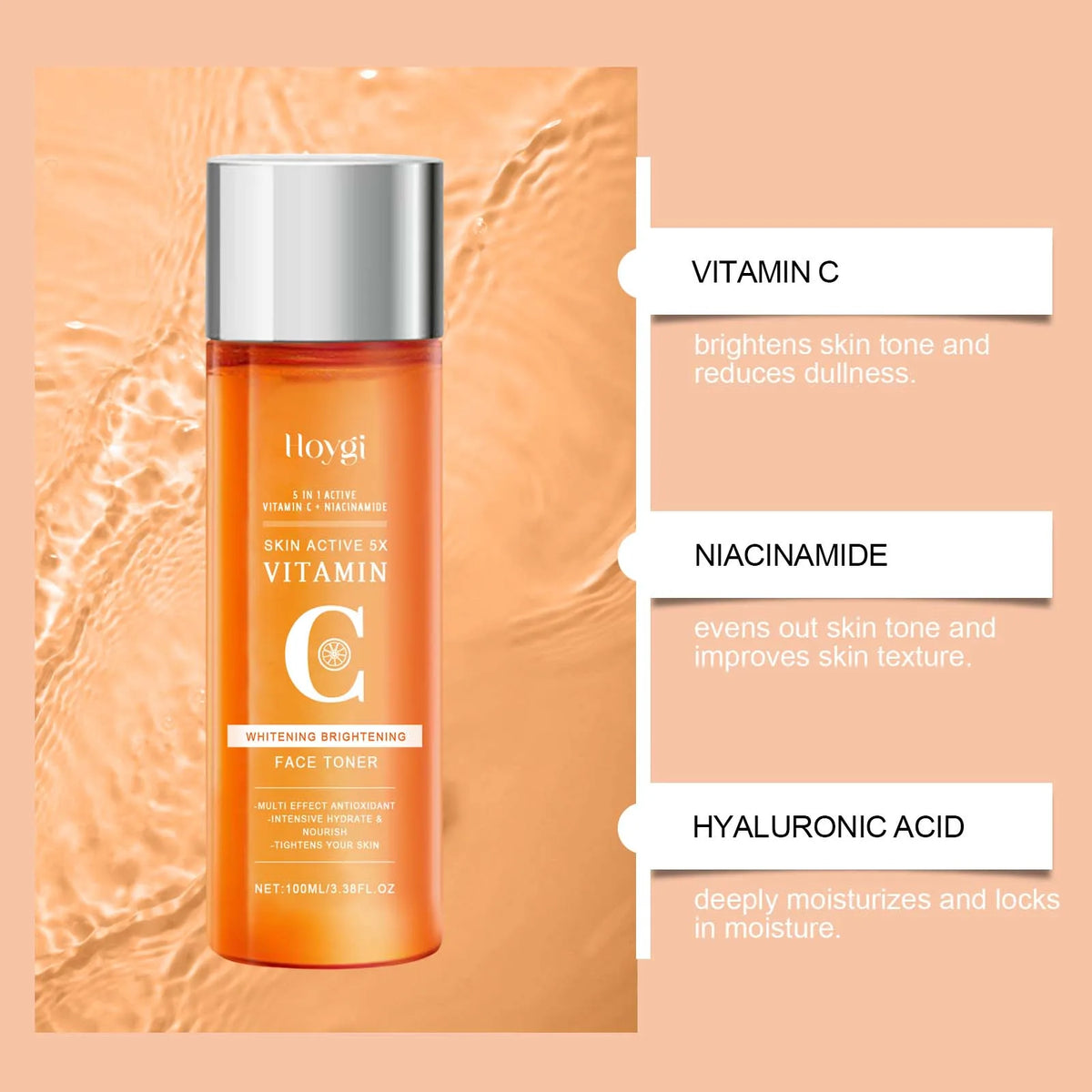 Vitamin C Brightening Toner for Face with Niacinamide Hydrating Facial Toner Dry Sensitive Skin Smooth Radiant Complexion 100ml