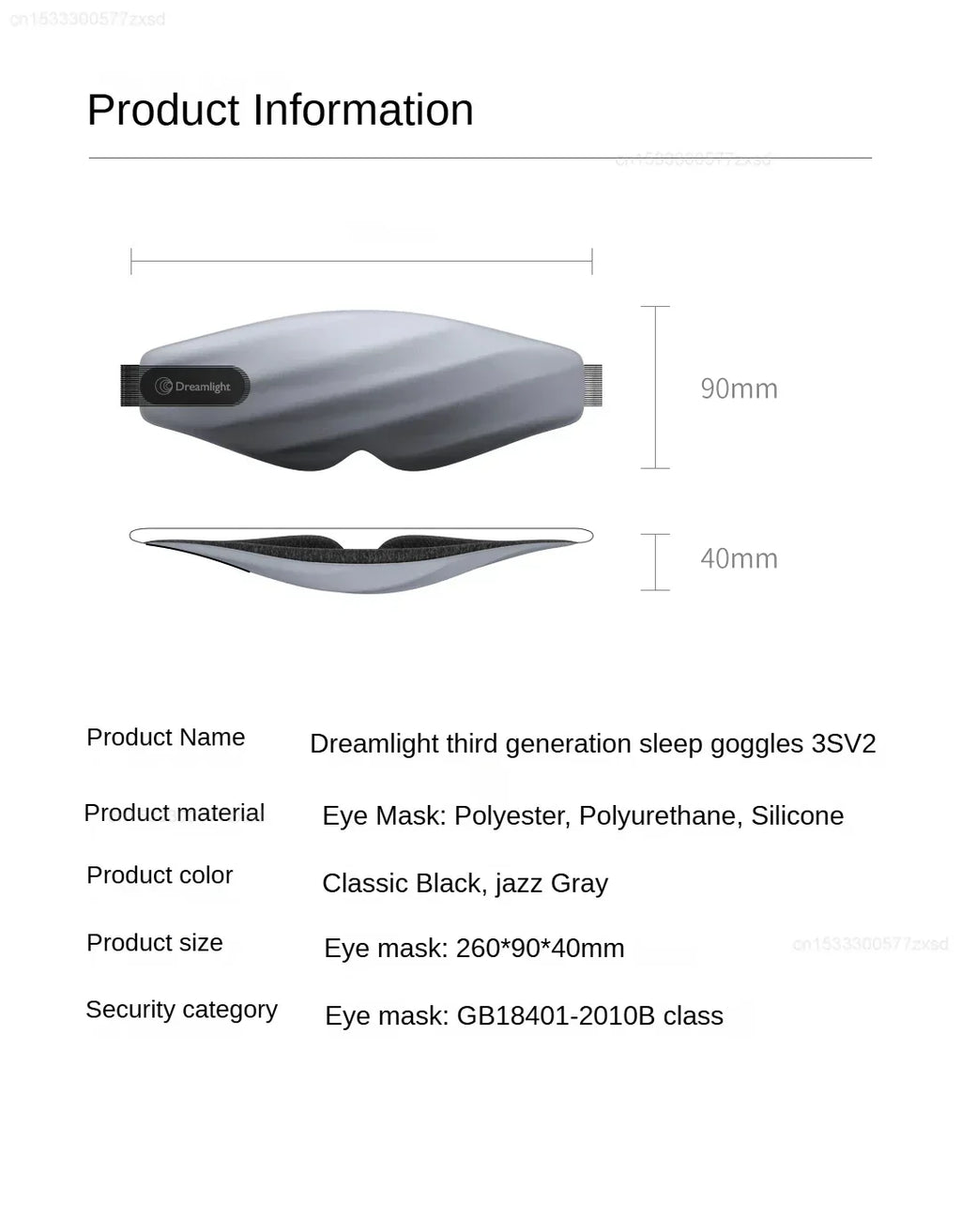 Dreamlight 3S Eye Mask Sleep 3D Stereoscopic Sleep Aid for Men Women Adult Portable for Sleeping Block Out Light Blinder