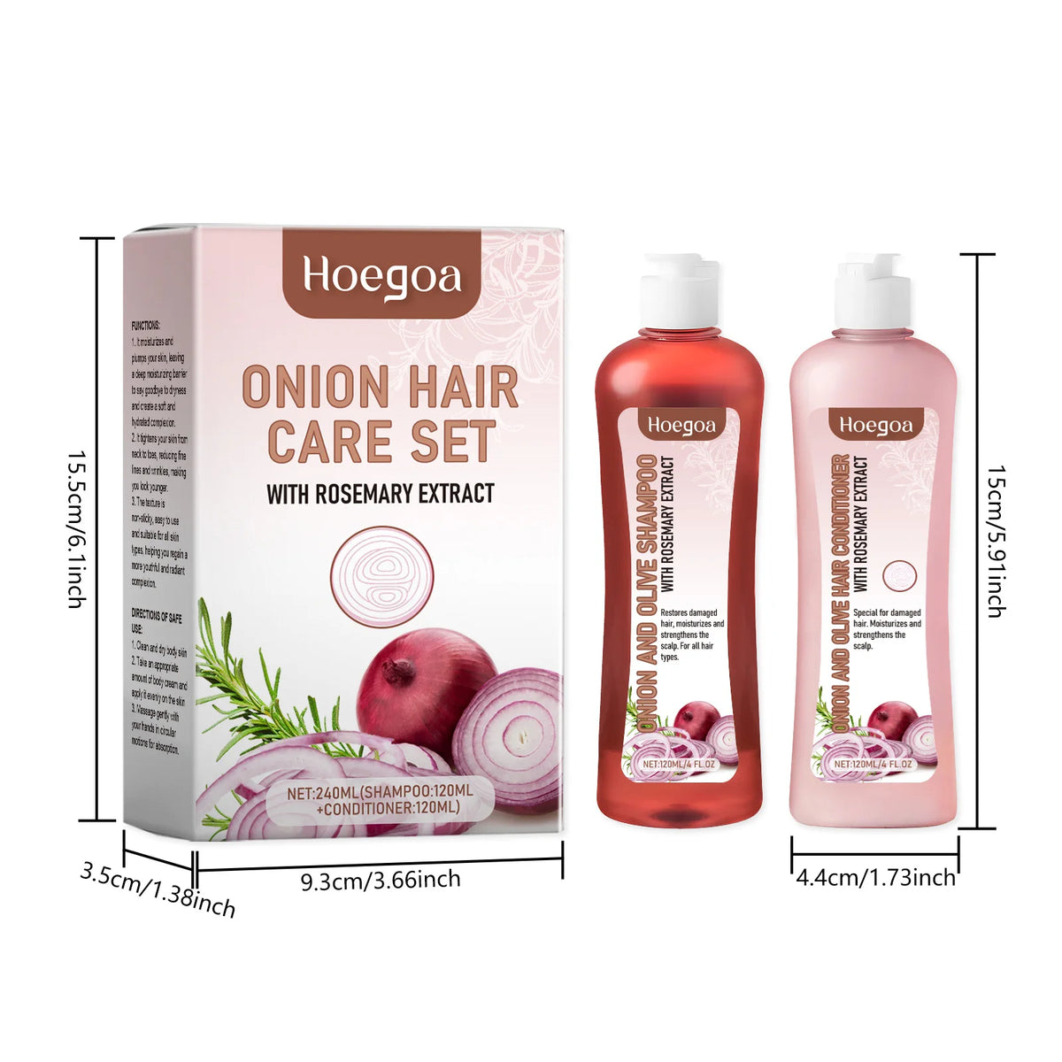Onion and Rosemary Hair Shampoo and Conditioner Set - 240ml