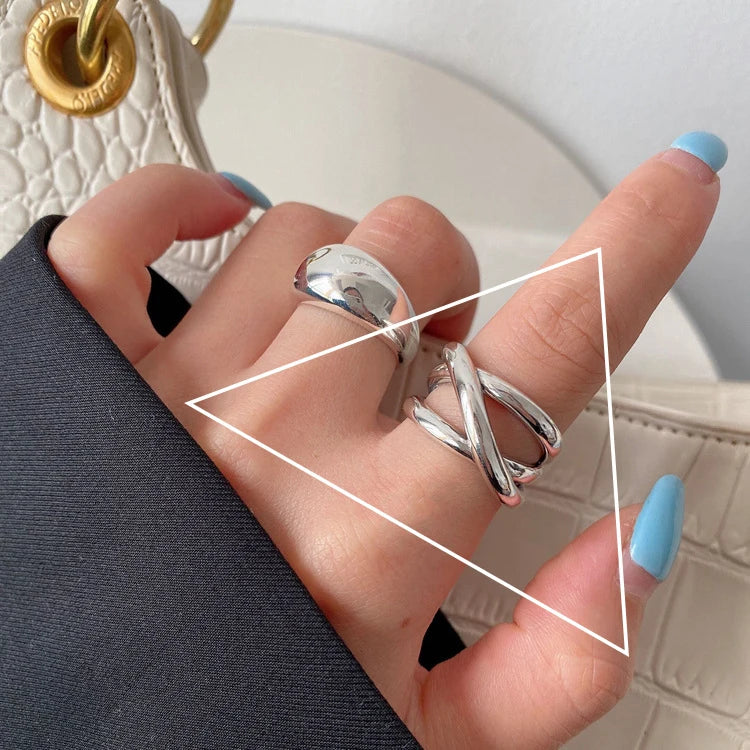 Panjbj 925 Sterling Silver Lines Ring For Women'S Jewelry Finger Adjustable Open Vintage For Birthday Dropship