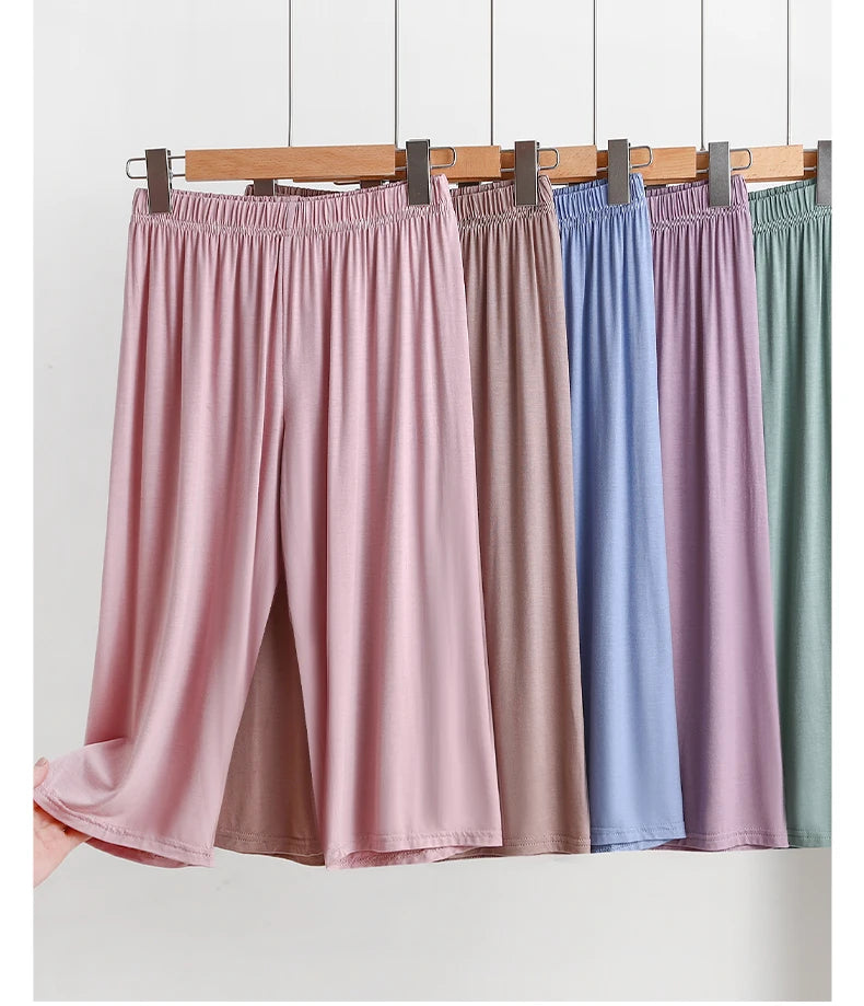 Modal Loose Sporty Summer Sleepwear Women's Casual Pants Straight Leg Wide Leg Big Size Thin Short Shorts Home Comfortable