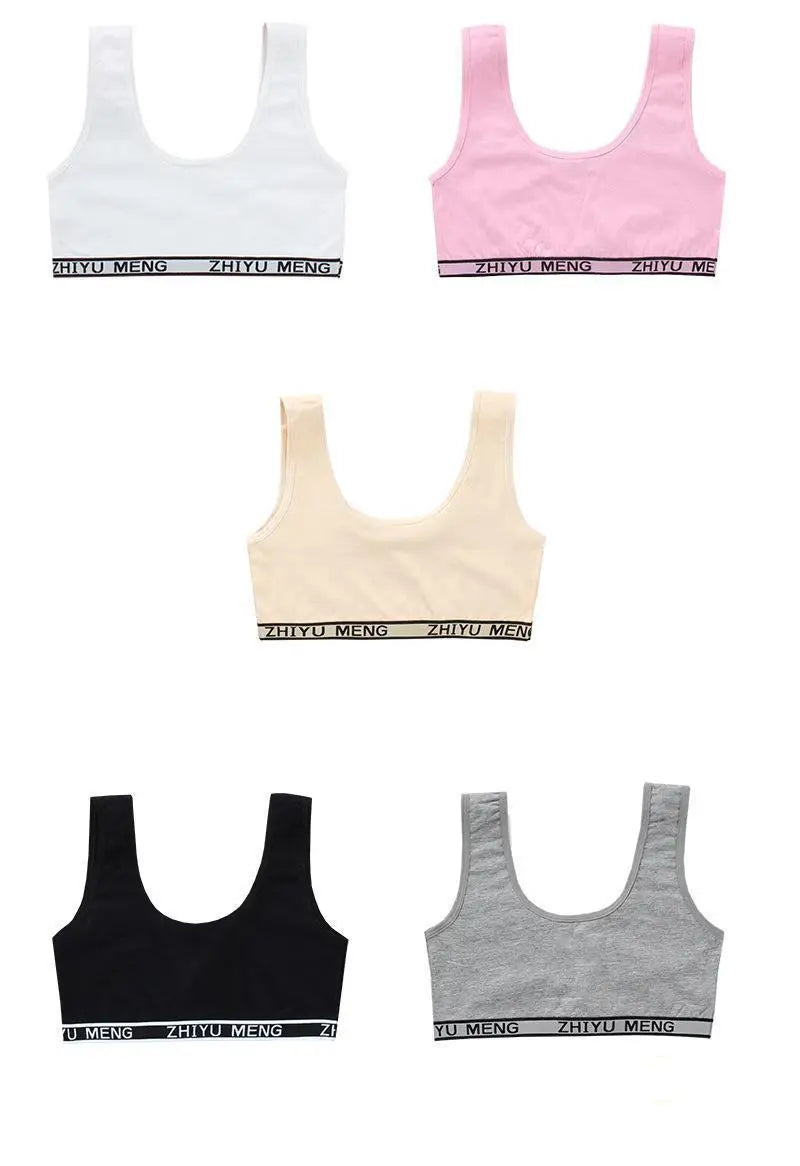 1/3PCS Teenage Girls Training Bras Vests Puberty Adolesent Students Underwear Brassiere Letters Wireless Children Tube Tank Tops