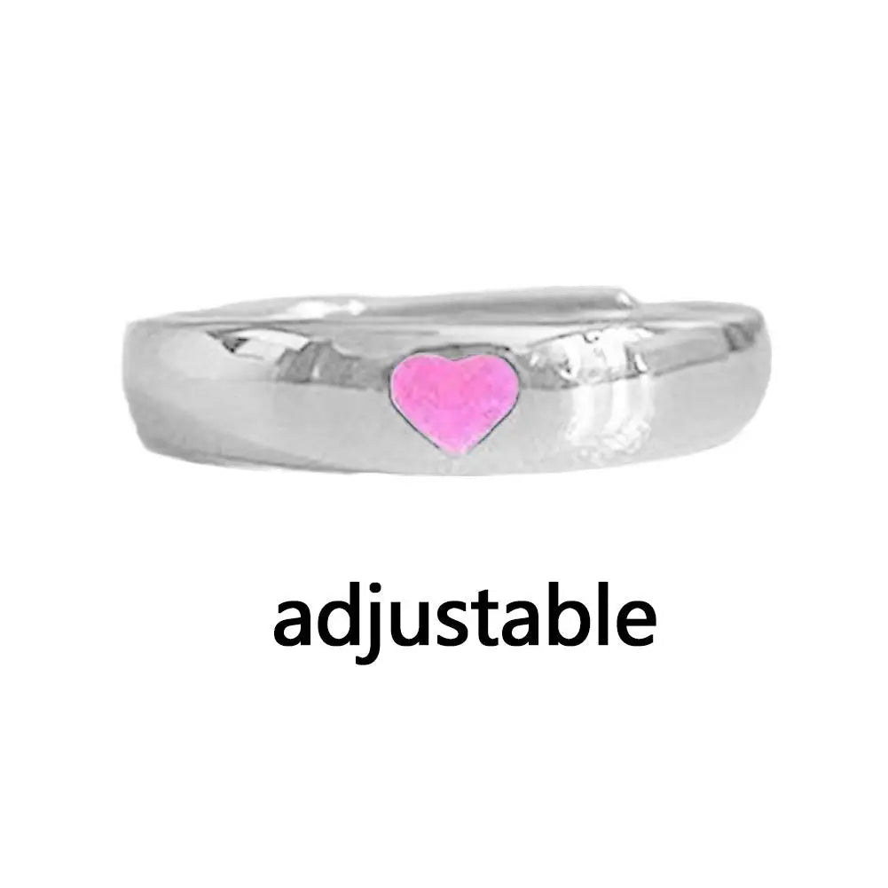 Adjustable Punk Noctilucent Cute Star Heart Love Rings Luminous Glow In The Dark for Men Women Lover Gifts Halloween Party