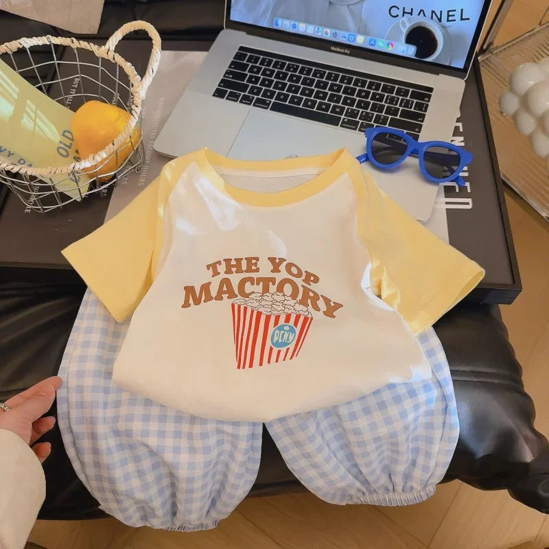 Summer New Children'S Cotton Cartoon Printed Short Sleeved T-Shirt Boys And Girls Raglan Sleeves Stylish Casual Tops