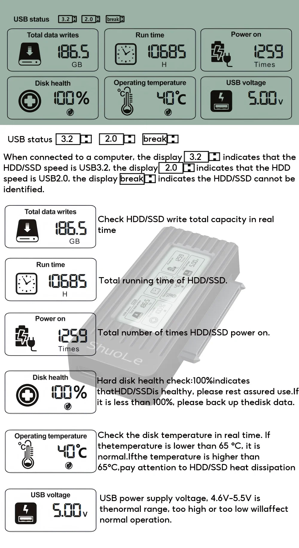 USB 3.2 To Sata Display Adapter Converter Cable USB3.0 Hard Drive Converter Cable For Samsung Seagate WD 2.5 3.5 HDD SSD Adapter