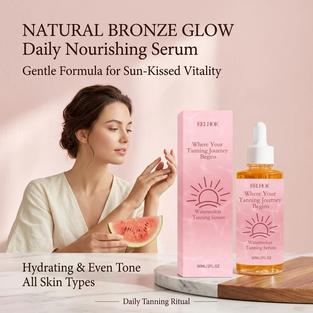 Watermelon Tanning Serum Moisturizing Evens Bronzed Glow Skin Tone Improve Skin Texture Natural Sun-Kissed Body Tanning Essence